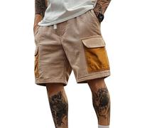LUNULE Short Homme Velours Côtelé Bermuda avec Poches Été Plage Cargo Shorts et Bermudas Taille Elastique Short Vintage Baggy Pantacourt Confortable Décontracté Corduroy Shorts Court Homme
