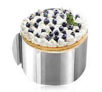 Lunyloer Cercle à tarte réglable avec deux poignées pour tirer - Idéal pour les gâteaux à couches - Réglable de 16 à 30 cm - Résistant à la chaleur - En acier inoxydable