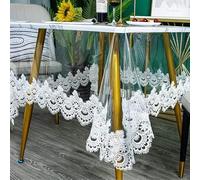 LUNYY Nappe Transparente en Verre Souple PVC Nappe cirée Dentelle Couverture de Table carrée Ronde Nappe imperméable