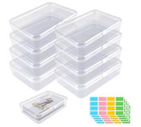 Lunza 8 Pièces Boîte à Cartes à Jouer, Boite Rangement Carte, Petite Boites Plastique, Étuis de Rangement Vides, avec 160 Etiquettes en Couleur, pour Perles, Bancaires Cartes de Visite, Carte à Jouer