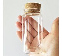 Luo Maison 3 pcs 100 ml petites bouteilles en verre fioles bocaux en verre avec bouchon en liège de stockage Bouteille 100 ml 47 x 90 mm (4,7 x 9 cm)