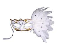 LuoAXINN 1 pièces mascarade plume Sexy masque femmes for visage Multi couleur princesse masque Sexy demi plume masques décor pour hommes et femmes couples(WHITE)