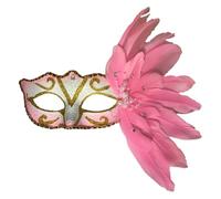 LuoAXINN 1 pièces mascarade plume Sexy masque femmes for visage Multi couleur princesse masque Sexy demi plume masques décor pour hommes et femmes couples(Pink)