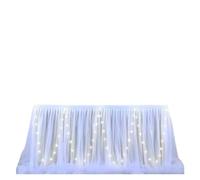 LuoAXINN Jupe de Table Tutu 6FT/9FT Satin Table Skirt with Long Tutu for Rectangle/Round, Cloth for Wedding Party Dessert(Color 1,9FT 77X275CM)