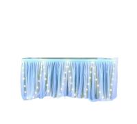 LuoAXINN Jupe de Table Tutu 6FT/9FT Satin Table Skirt with Long Tutu for Rectangle/Round, Cloth for Wedding Party Dessert(Blue,9FT 77X275CM)