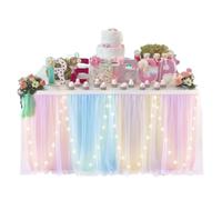 LuoAXINN Jupe de Table Tutu 6FT/9FT Tutu Table Skirts,Two-Layers for Wedding Party Rectangle Or Round Tables(Mulitcolor 1,9FT 77x275cm)