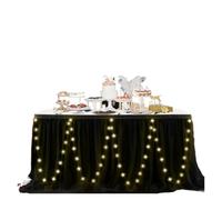 LuoAXINN Jupe de Table Tutu 6FT/9FT Tutu Table Skirts,Two-Layers for Wedding Party Rectangle Or Round Tables(Black,9FT 77x275cm)