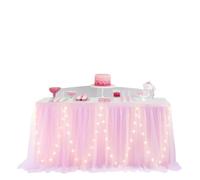 LuoAXINN Jupe de Table Tutu 6FT/9FT Tutu Table Skirts,Two-Layers for Wedding Party Rectangle Or Round Tables(Pink,9FT 77x275cm)