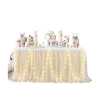 LuoAXINN Jupe de Table Tutu 6FT/9FT Tutu Table Skirts,Two-Layers for Wedding Party Rectangle Or Round Tables(Color 1,6FT 77x183cm)