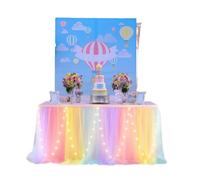 LuoAXINN Jupe de Table Tutu 6FT/9FT Tutu Table Skirts,Two-Layers for Wedding Party Rectangle Or Round Tables(Mulitcolor 2,6FT 77x183cm)