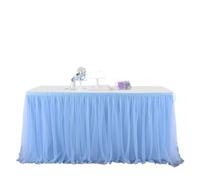 LuoAXINN Jupe de Table Tutu 9FT Tulle Table Skirt, 2-Layer Ruffle Tutu Cloth Desk for Wedding Party(Blue)