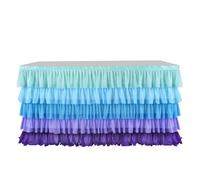 LuoAXINN Jupe de Table Tutu Mermaid Tablecloth Ruffle Tutu Table Skirt for Party Decorations Girl Rectangle 6ft(Color 7,L6(ft) x H30in)