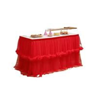 LuoAXINN Jupe de Table Tutu Multi Colored Pleated Cover Party Dessert Table Decoration Tablecloth Multiple Sizes 1/1.9/2.8/4.5m Height 76cm(Red,450x76cm 1pcs)