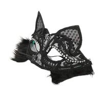 LuoAXINN Masque de mascarade en dentelle mystérieuse, masque maquillage chat for dames, Sexy les yeux chat, adapté à la fête pour hommes et femmes couples(Black)