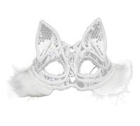 LuoAXINN Masque de mascarade en dentelle mystérieuse, masque maquillage chat for dames, Sexy les yeux chat, adapté à la fête pour hommes et femmes couples(White)