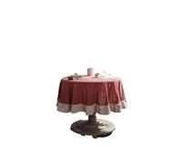 LuoAXINN Nappe à Volants Couverture de Table Lavable, Nappe Ronde à Volants, Garniture en Coton for dîner Vacances, Banquet, Cuisine, décoration Mariage(Color 3,Round 90cm)