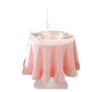 LuoAXINN Nappe à Volants Couverture de Table Lavable, Nappe Ronde à Volants, Garniture en Coton for dîner Vacances, Banquet, Cuisine, décoration Mariage(Color 6,Round 110cm)