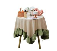 LuoAXINN Nappe à Volants Couverture de Table Lavable, Nappe Ronde à Volants, Garniture en Coton for dîner Vacances, Banquet, Cuisine, décoration Mariage(Color 2,Round 150cm)