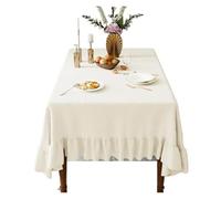 LuoAXINN Nappe à Volants Nappe rectangulaire Lavable, Vintage, Garniture à Volants, Couverture de Table for Mariage, décoration fête prénuptiale, d'anniversaire(Light Yellow,213X152CM)