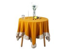 LuoAXINN Nappe à Volants Nappe Ronde à Volants en Coton, Garniture Lavable, Couverture de Table for dîner Vacances, Banquet, Cuisine, décoration Mariage(Color 6,100x100cm)