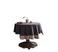 LuoAXINN Nappe à Volants Nappe Ronde à Volants en Coton, Garniture Lavable, Couverture de Table for dîner Vacances, Banquet, Cuisine, décoration Mariage(Color 5,Round 100cm)