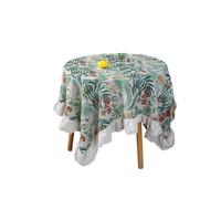 LuoAXINN Nappe à Volants Nappe Ronde à Volants en Coton, Garniture Lavable, Couverture de Table for dîner Vacances, Banquet, Cuisine, décoration Mariage(Color 7,120cm Round)