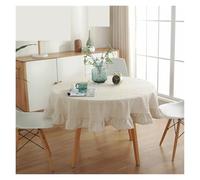 LuoAXINN Nappe à Volants Nappe Ronde à Volants en Coton, Garniture Lavable, Couverture de Table for dîner Vacances, Banquet, Cuisine, décoration Mariage(Color 3,100x100cm)