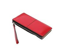 LuoAXINN Portefeuille en cuir ciré à l'huile for femme, pochette zippée, sac à main multifonction for téléphone pour les achats liés aux voyages(Red)