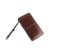 LuoAXINN Portefeuille en cuir ciré à l'huile for femme, pochette zippée, sac à main multifonction for téléphone pour les achats liés aux voyages(Brown)