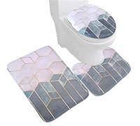LuoAXINN Toilet Seat Cover 3PCS Set Bathtub Mat Shower Room Floor Carpet Family Bathroom Sliding Door Mat pour Salle de Bain, Baignoire et Toilettes(Style 2)