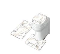 LuoAXINN Toilet Seat Cover 3PCS Set Bathtub Mat Shower Room Floor Carpet Family Bathroom Sliding Door Mat pour Salle de Bain, Baignoire et Toilettes(Style 1)
