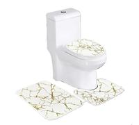 LuoAXINN Toilet Seat Cover 3PCS Set Bathtub Mat Shower Room Floor Carpet Family Bathroom Sliding Door Mat pour Salle de Bain, Baignoire et Toilettes(Style 3)