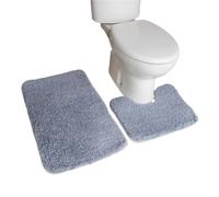 LuoAXINN Velvet Bathroom Carpet Toilet Two-Piece Set Water Absorbent Non-Slip Home Use Foot Mat Door Mat Plush Mat pour Salle de Bain, Baignoire et Toilettes(Gray)