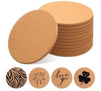Luobannm 12 sous-Verres Ronds Absorbants en Liège de 15,2 cm D'Épaisseur en Bois de 0,8 cm pour, Les, la Table Basse, la Salle à Manger