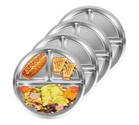 Luobannm Ensemble de 4 Plateaux de Dîner Réutilisables de 8" avec 3 Compartiments pour Le Contrôle des Portions dans Le Cadre d'un Régime Bariatrique ou Diabétique.