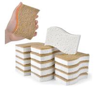 Luobannm Lot de 15 Éponges Naturelles Respectueuses de l'environnement pour la Vaisselle - Éponge de Cuisine Biodégradable avec Éponge à Récurer en Noix de Compostable