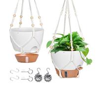 Luobannm Lot de 2 Pots de Fleurs Suspendus de 25,4 cm pour Plantes D'Intérieur, avec Trou de Drainage, Blanc