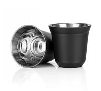 Luobannm Lot de 2 Tasses à en Acier Inoxydable 80 ML - Tasses à Café à Double Paroi en Acier Inoxydable 304 2,7 Oz, Noir