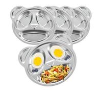 Luobannm Lot de 4 Assiettes Divisées en Acier Inoxydable, Assiettes Divisées en Métal, 3 Sections, Assiettes Panda pour Mangeurs Difficiles, Adultes, Enfants, Régime