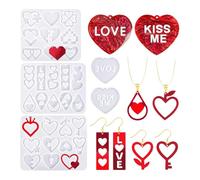 Luobannm Moules Boucles d'oreilles Saint-Valentin 5 Pièces Kit Fabrication Porte-Clés Boucles sur Le Thème l'amour Moules en Silicone Boucles d'oreilles en Forme Cœur Fabrication
