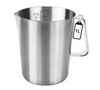 Luobannm Pichet Doseur 1 L en Acier Inoxydable, Verre Doseur en Métal avec Poignée, Graduation en Onces et en ML, Lavable au Lave-Vaisselle, Pot à Lait.