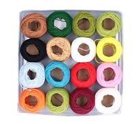 Luocute 16 Pièces Fil de Coton Crochet Multicolore Vibrant DIY Artisanat | Finition brillante riche, texture de tissage doux, chapeaux d\'écharpes à tricoter, alternative au fil à broder, ensemble