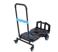 Luocute 2 en 1 Chariot à Main Pliant, Chariot de Portable avec Roues en Caoutchouc, capacité de Charge de 330 LB, Fonction Pivotante à 360 Degrés, Poignée Télescopique, Roues
