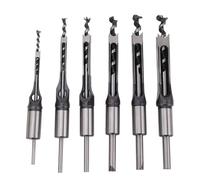 Luocute 6pcs Carré Trou Mortaise Ciseau Foret Outils, 5/8 "9/16" 1/2 "3/8" 5/16 "1/4" HSS Bois Trou Scie Mortaisage Ciseau Foret Ensemble, Différentes Tailles