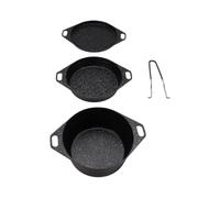 Luocute Batterie de Cuisine de Camping, Casseroles et Poêles | Casserole de 17,5 Cm de Profondeur, Poêle Rayée de 18 Cm, Plaque à Pâtisserie de 7 Pouces, LéGère 1 100 G, Répartition