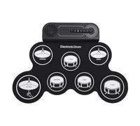 Luocute Batterie électrique, Kit de Batterie électronique à 7 Pads avec Haut-parleur intégré et Batterie Rechargeable, Pad D'entraînement Portable Enroulable pour Enfants, Anniversaire