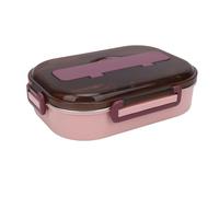 Luocute Boîte à Bento, Boîte à Déjeuner en Acier Inoxydable à 4 Compartiments, Récipient à Repas étanche avec Bol à Soupe et Cuillère Baguettes pour le Bureau, L'école et les Voyages (Violet rosé)