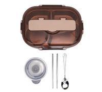 Luocute Boîte à Bento en Acier Inoxydable 316 de 1,5 L, Récipient à Déjeuner étanche à 4 Compartiments avec Bol à Soupe et Baguettes de Cuillère pour les Voyages Scolaires au Bureau (Noir Kaki)