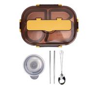 Luocute Boîte à Bento en Acier Inoxydable 316 de 1,5 L, Récipient à Déjeuner étanche à 4 Compartiments avec Bol à Soupe et Baguettes de Cuillère pour les Voyages Scolaires au Bureau (bleu jaune)