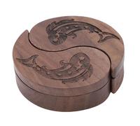 Luocute Boîte de Rangement pour Médiators en Bois de Noyer, 2 Boîtes à Couvercle Magnétique Rotatif en Forme de Tai Chi, Fentes de 6 Mm de Profondeur pour Médiators, Petits Objets,